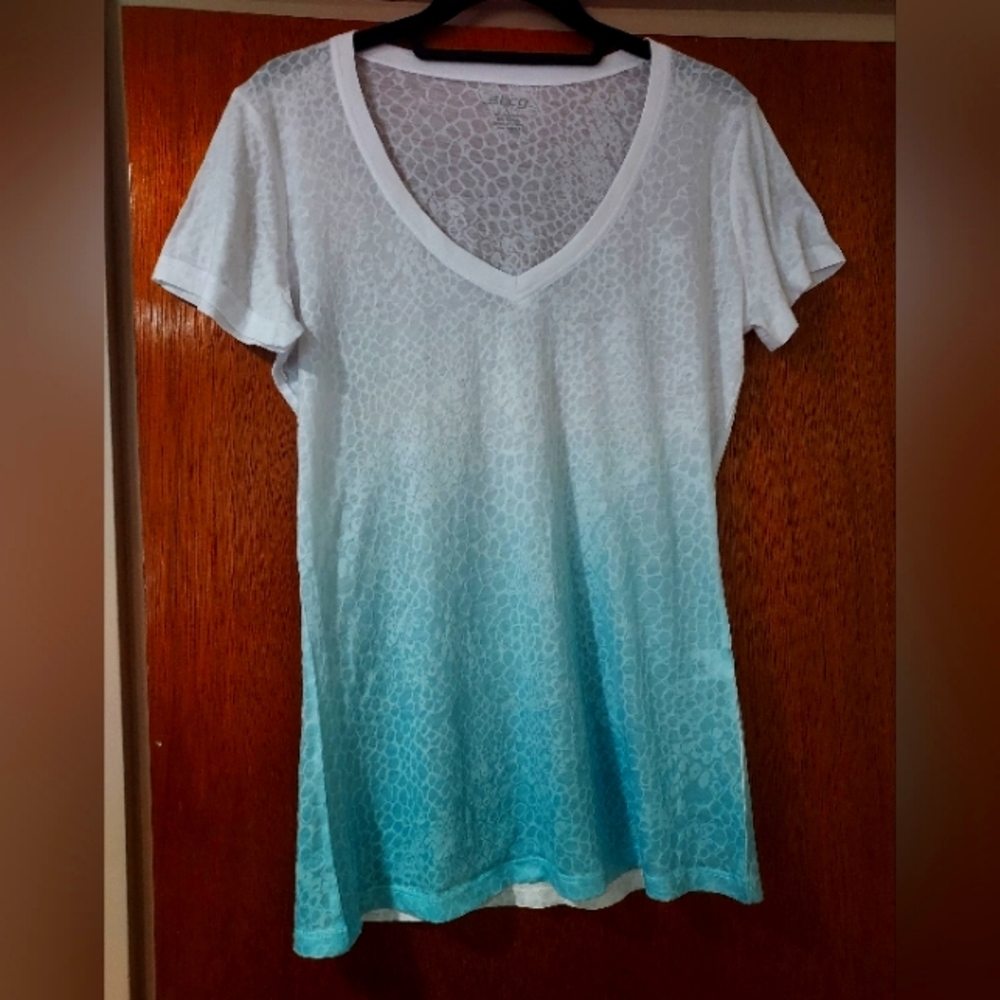 BCG White and Blue Gradient V-Neck Tee